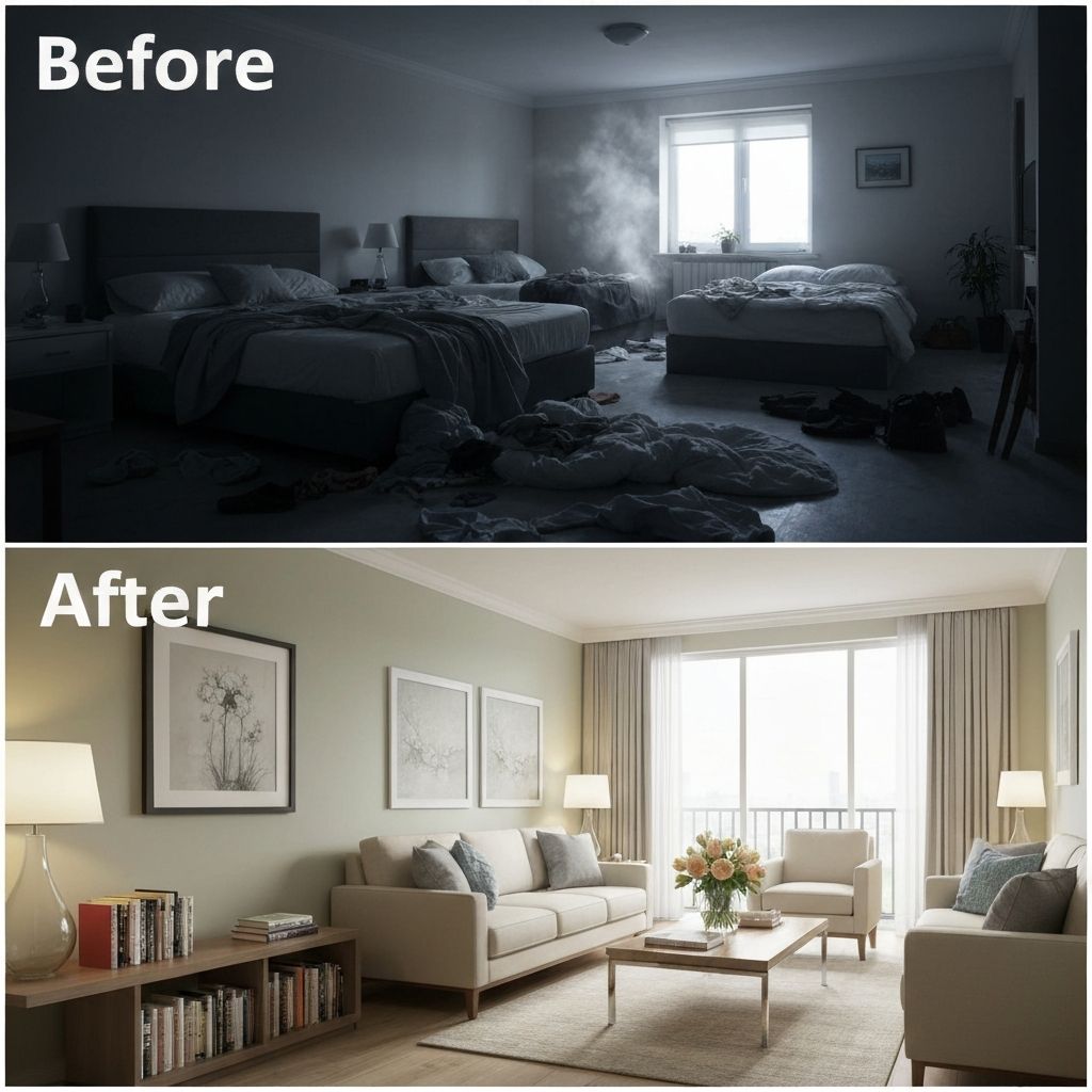 거실 청소 전후